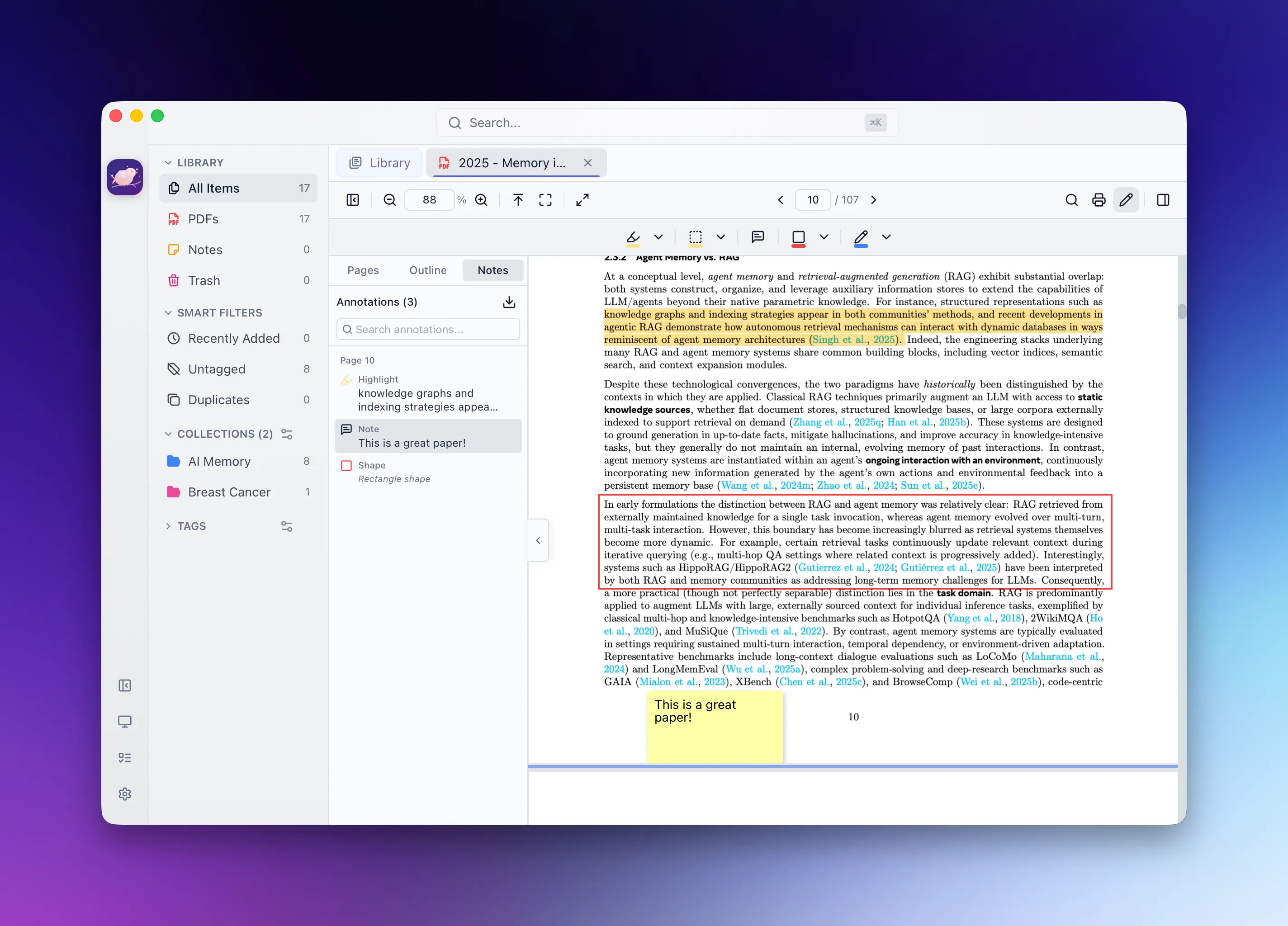 PDF reader with annotations